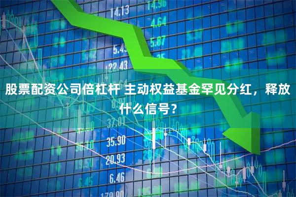 股票配资公司倍杠杆 主动权益基金罕见分红，释放什么信号？
